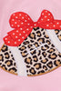 Pink leopard football applique girl set