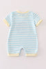 Blue stripe noah's ark applique boy romper