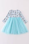 Blue character print tutu dress