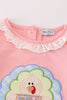 Pink turkey applique girl set