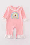 Pink turkey applique girl romper