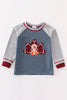 Blue turkey applique boy raglan top