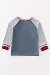 Blue turkey applique boy raglan top