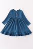 Blue ruffle girl dress