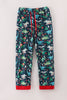 Green dinosaur print mom pajamas pants
