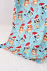 Blue christmas character print mom pajamas pants
