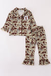 Camouflage antler embroidery girl pajamas set