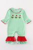 Green stripe christmas grinch girl romper