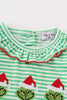 Green stripe christmas grinch girl romper