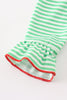 Green stripe christmas grinch girl romper