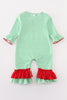 Green stripe christmas grinch girl romper
