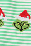 Green christmas grinch embroidery boy set