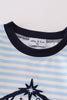 Navy plaid nativity embroidery boy romper