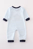 Navy plaid nativity embroidery boy romper