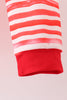 Red stripe character applique pants set
