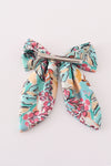 Teal floral print hair sailor bow