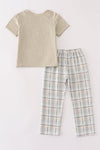 Pumpkin french knot plaid boy set