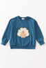 Navy thanksgiving turkey applique boy top