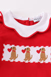 Red valentine puppy embroidery girl bloomer set