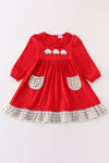 Maroon cotton french knot girl dress