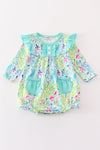 Green floral ruffle girl bubble