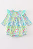 Green floral ruffle girl bubble