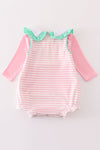 Pink stripe turkey applique 2pc girl bubble set