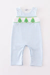 Blue christmas tree french knot smocked boy jonjon