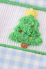 Blue christmas tree french knot smocked boy jonjon