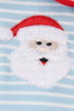 Blue stripe santa claus embroider boy romper