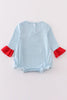 Blue stripe santa claus embroider girl bubble