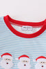 Blue stripe santa claus embroide boy set
