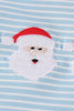 Blue stripe santa claus embroide boy set