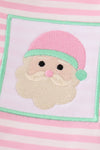 Pink stripe christmas santa claus embroidery women gown