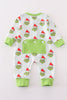 Green stripe christmas grinch zipper boy romper