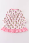 Pink stripe character print girl gown