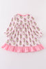 Pink stripe character print girl gown