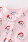 Pink christmas santa claus zipper girl romper