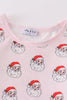 Pink santa print girl pajamas