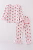 Pink santa print girl pajamas