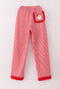 Red stripe christmas santa claus embroidery women pajamas pants