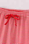 Red stripe christmas santa claus embroidery women pajamas pants