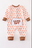 Brown football game day embroidery boy romper