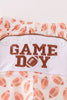 Brown football game day embroidery boy set