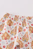 Christmas gingerbread house print girl pajamas set