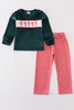 Forest gingerbread velvet embroidery boy pants set