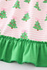 Green christmas tree print ruffle girl gown