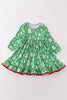 Green christmas tree ruffle dress