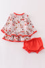 Red nutcracker girl bloomer set