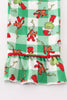 Green grinch print plaid ruffle girl pajamas set